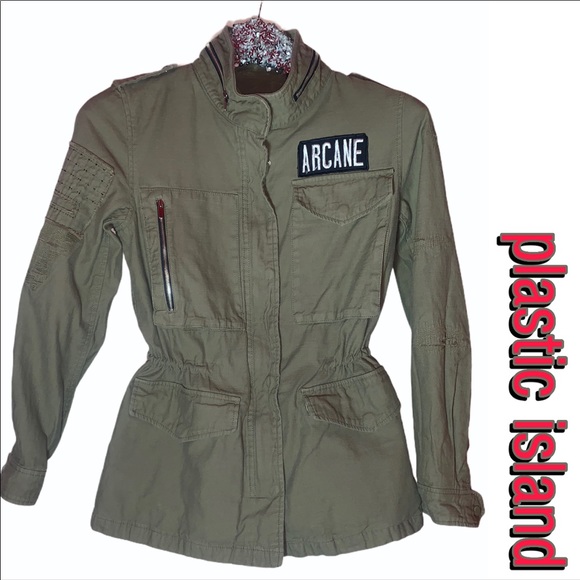 Plastic Island Jackets & Blazers - Plastic Island Army Green Military Coat